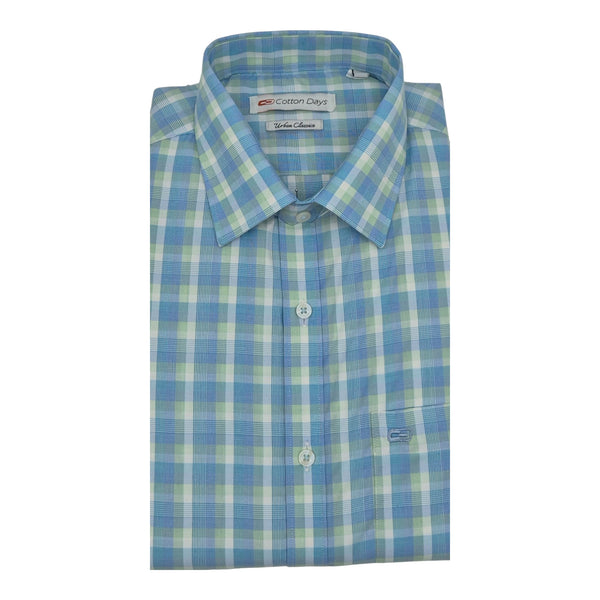 Mens long sleeve pocket cotton party casual ceremonial wear checks liht colours shirts