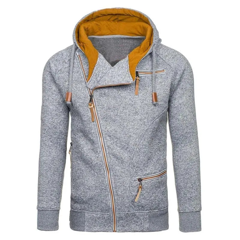 Men’s Hoodie Zip-Up Casual Streetwear Solid Color