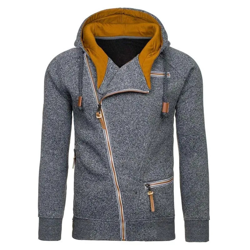 Men’s Hoodie Zip-Up Casual Streetwear Solid Color