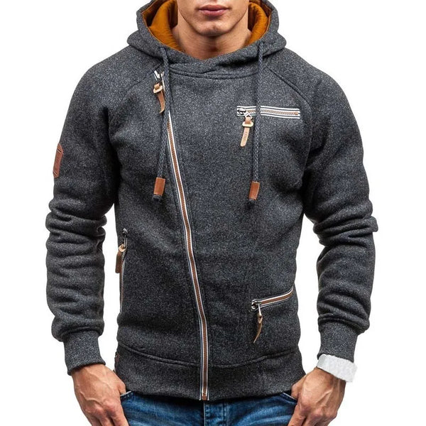Men’s Hoodie Zip-Up Casual Streetwear Solid Color
