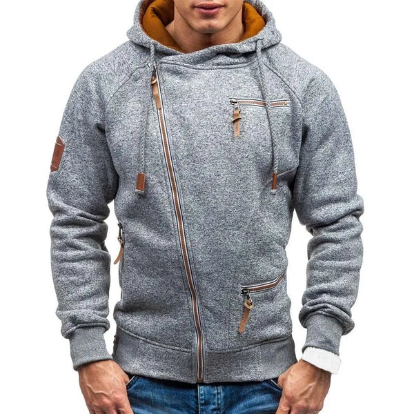 Men’s Hoodie Zip-Up Casual Streetwear Solid Color