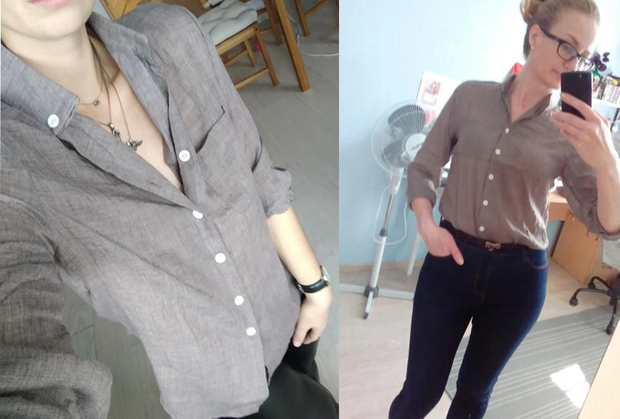 Women’s Top Blouse Long Sleeve Linen Summer