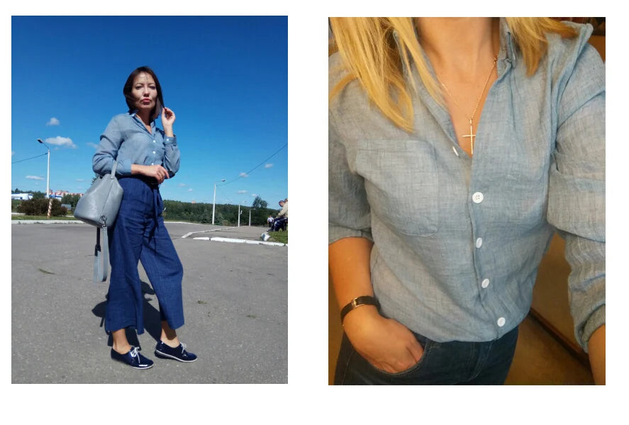 Women’s Top Blouse Long Sleeve Linen Summer