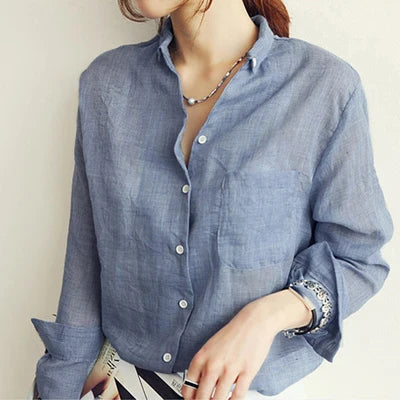 Women’s Top Blouse Long Sleeve Linen Summer
