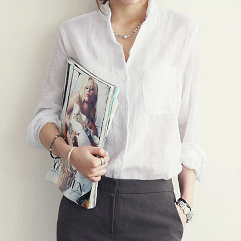 Women’s Top Blouse Long Sleeve Linen Summer