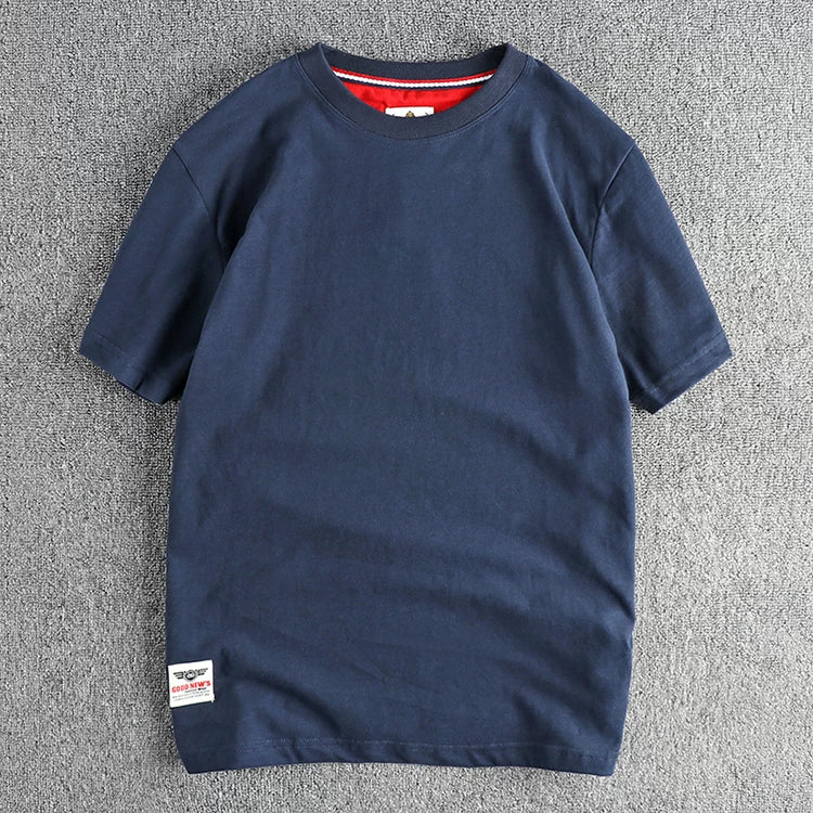 Men’s T-Shirt Short Sleeve Cotton Casual Solid Color
