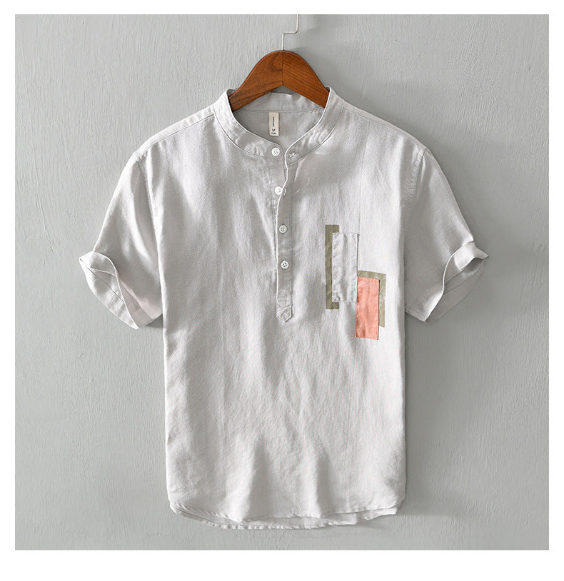 Men’s T-Shirt Short Sleeve Cotton Breathable Solid Color