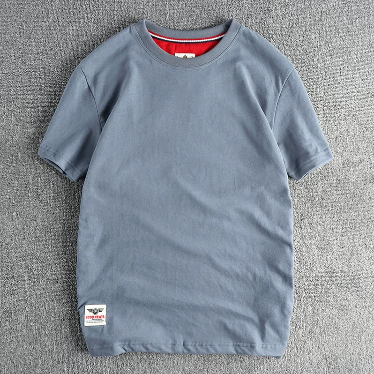 Men’s T-Shirt Short Sleeve Cotton Casual Solid Color