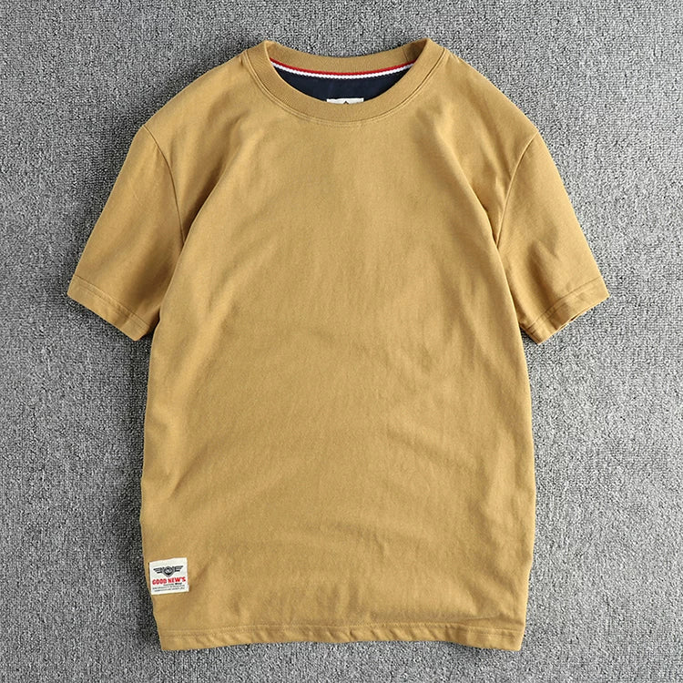 Men’s T-Shirt Short Sleeve Cotton Casual Solid Color
