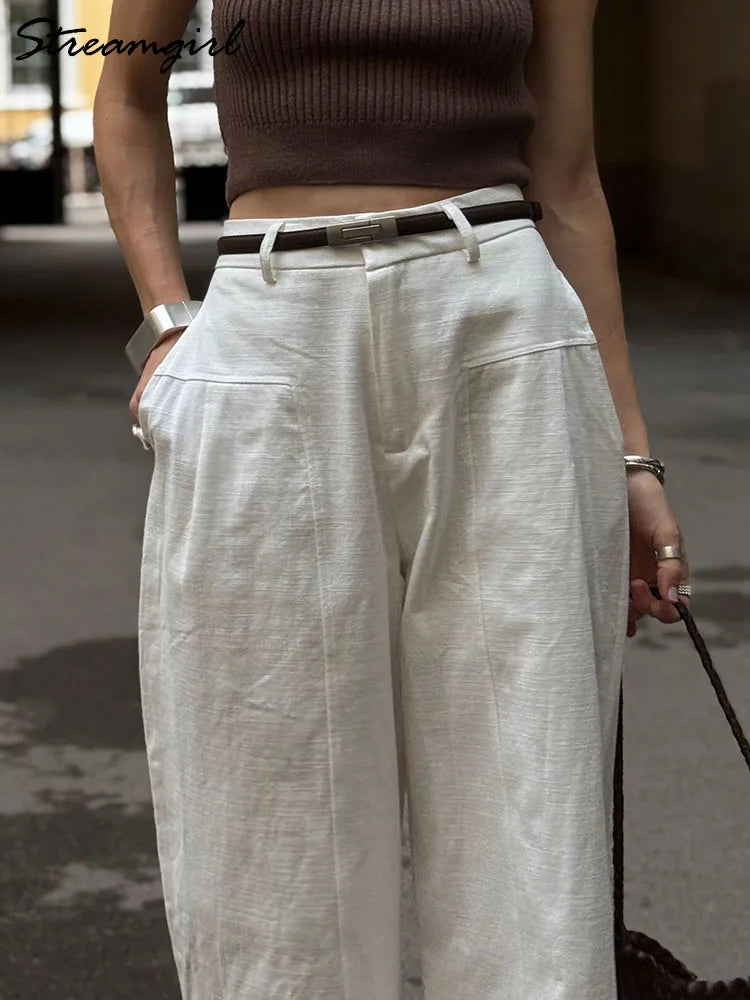 Women’s Trousers High Waist Wide Leg Straight Leg Relaxed Fit