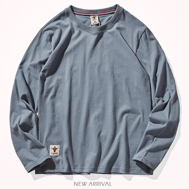 Men’s T-Shirt Long Sleeve Cotton Solid Color