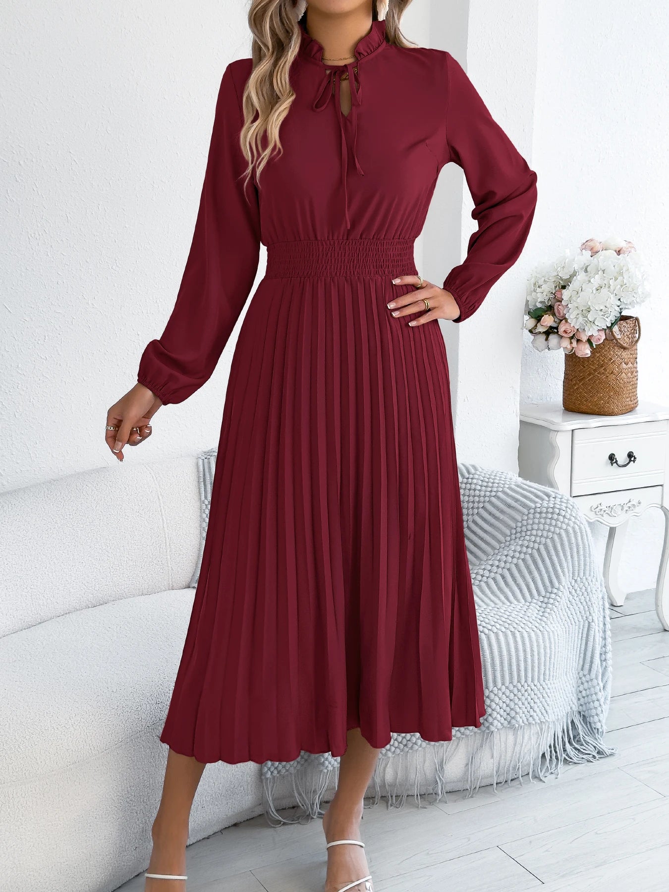Women’s Dress Maxi V-Neck Casual Solid Color