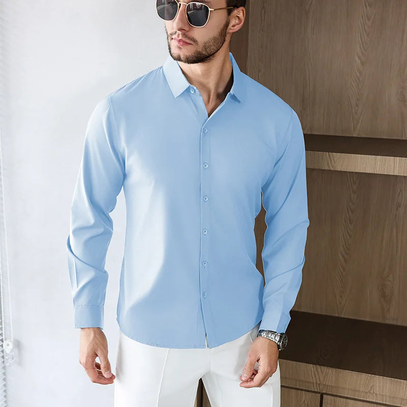 Men’s Shirt Long Sleeve Casual Formal Solid Color