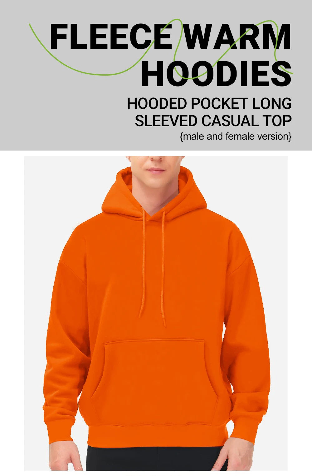 Men’s Hoodie Pullover Fleece Warm Casual