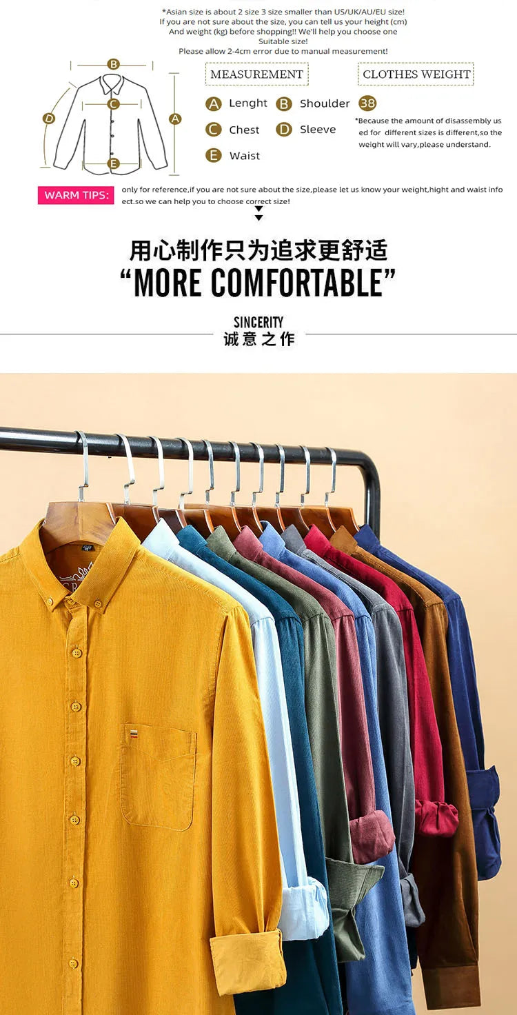 Men’s Shirt Long Sleeve Cotton Casual Regular Fit
