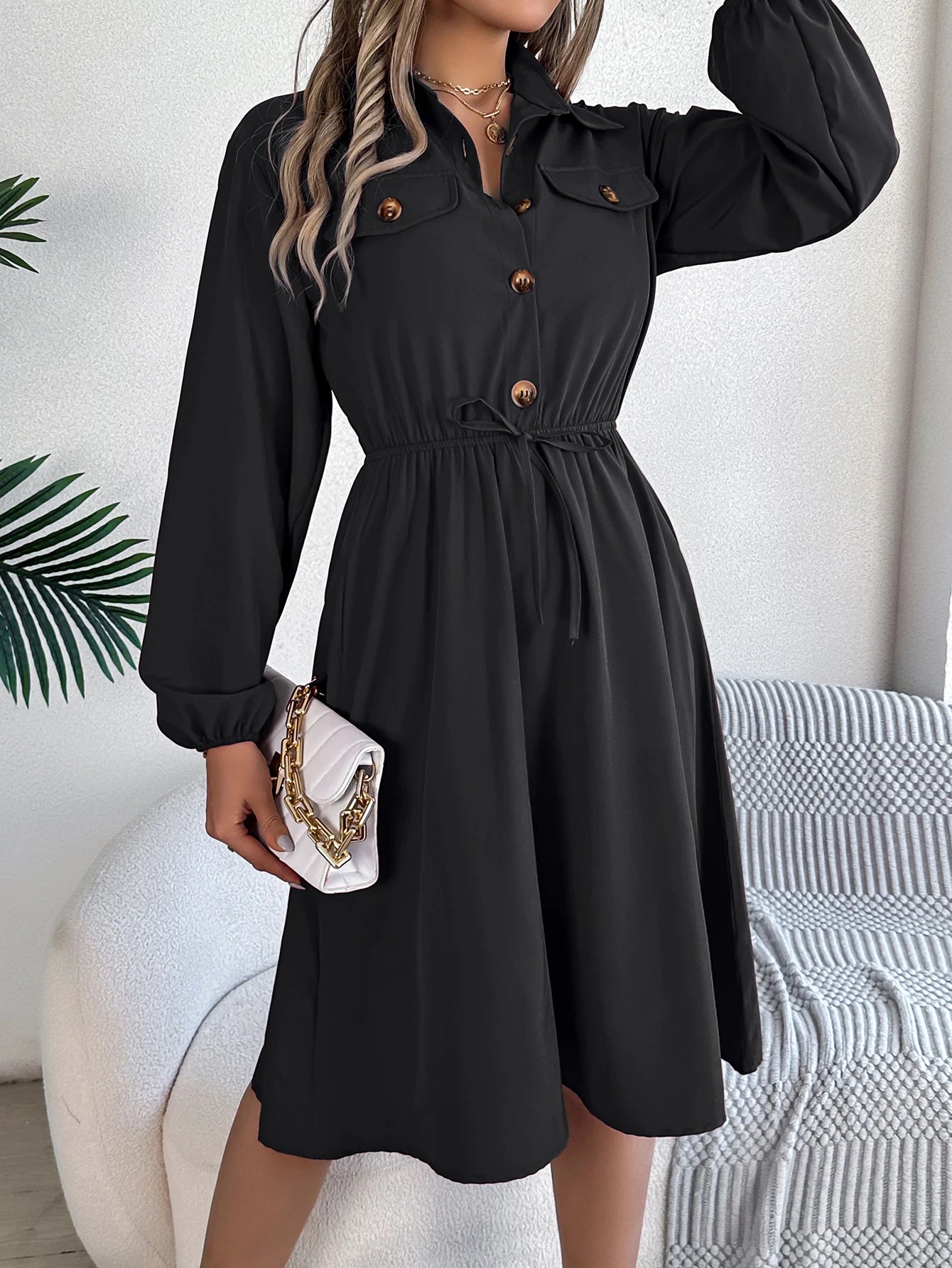Women’s Dress Long Sleeve Casual Solid Color