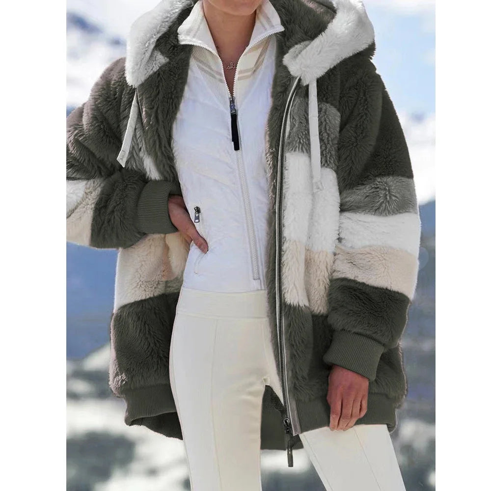 Women’s Jacket Hooded Zip-Up Warm Streetwear