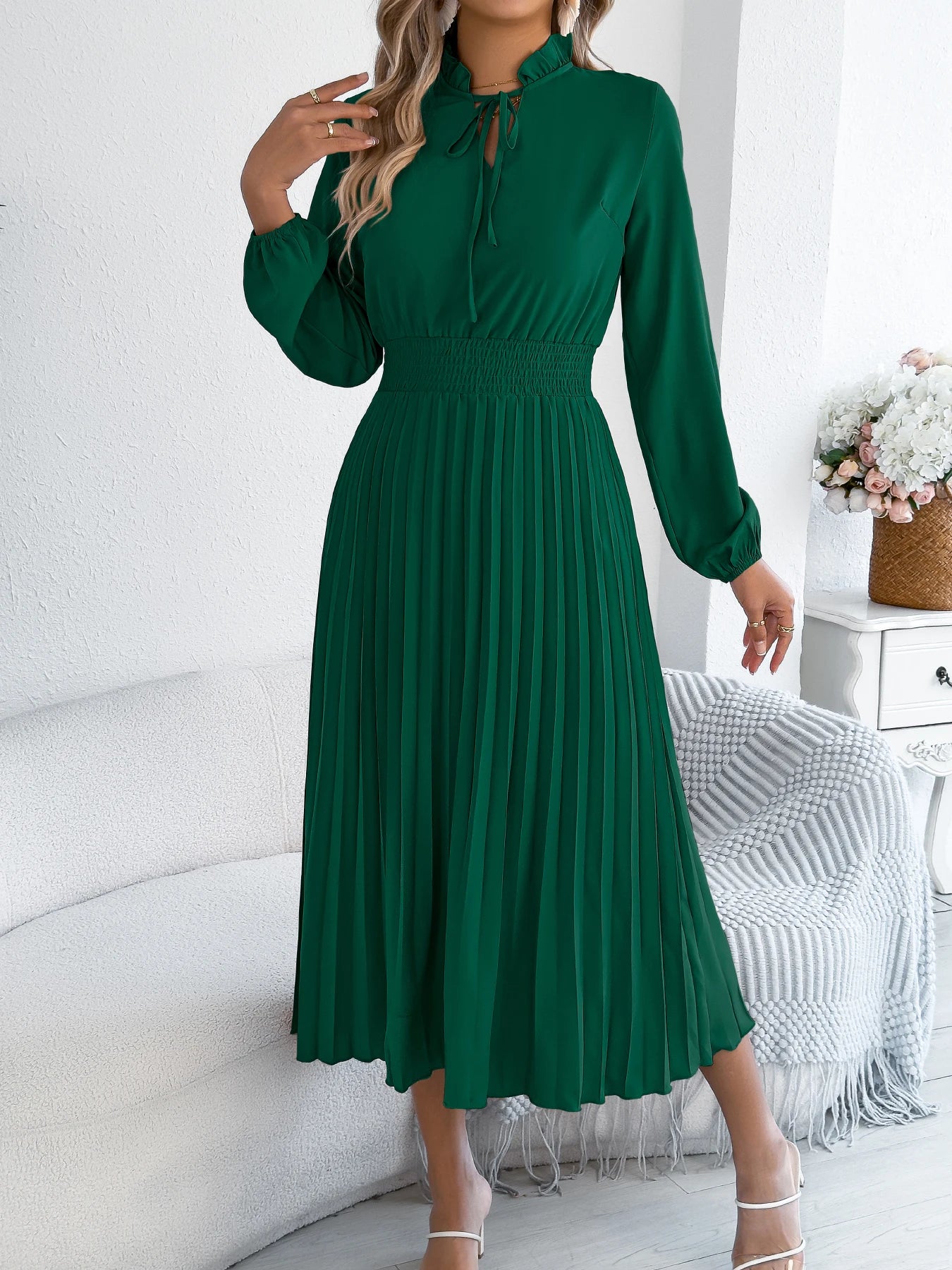 Women’s Dress Maxi V-Neck Casual Solid Color