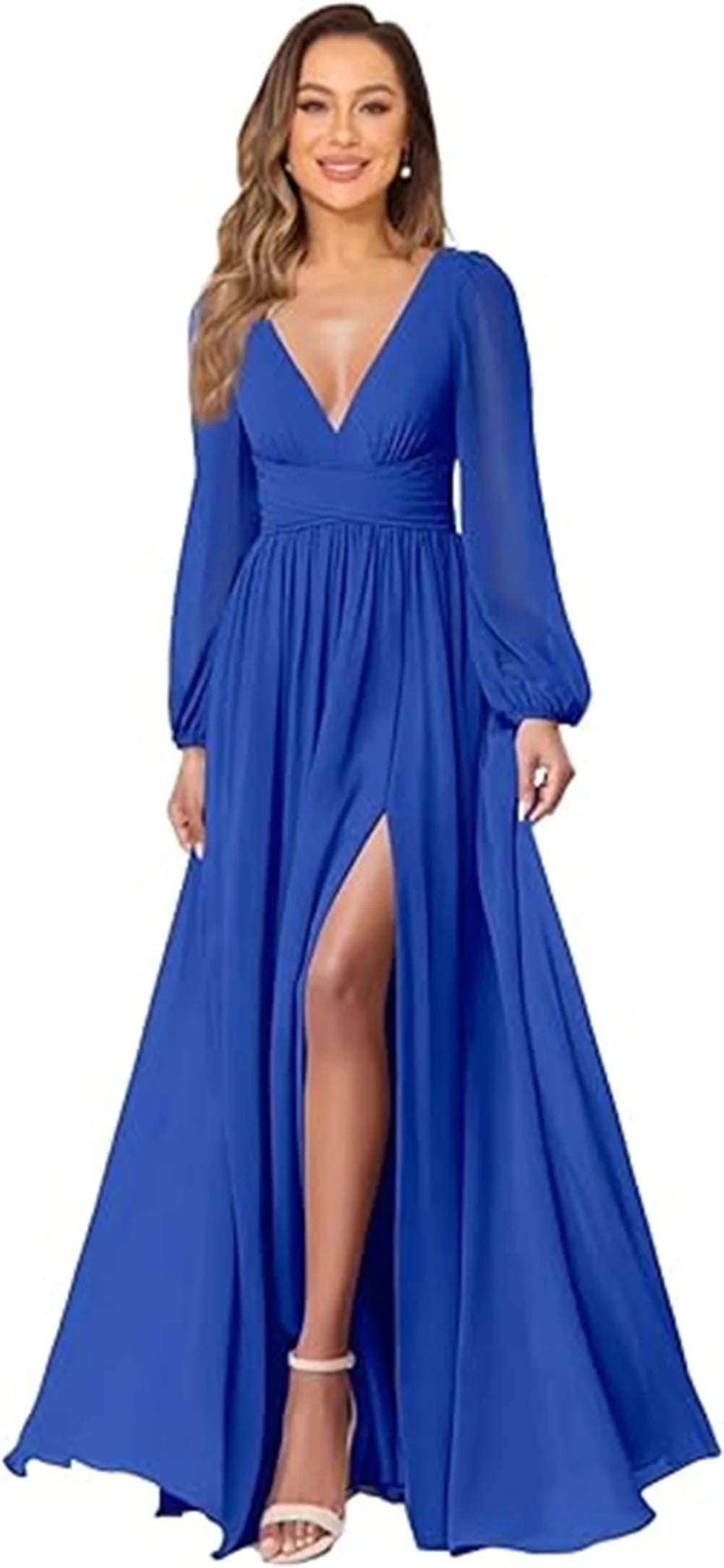 Women’s Dress Long Sleeve V-Neck Chiffon Formal