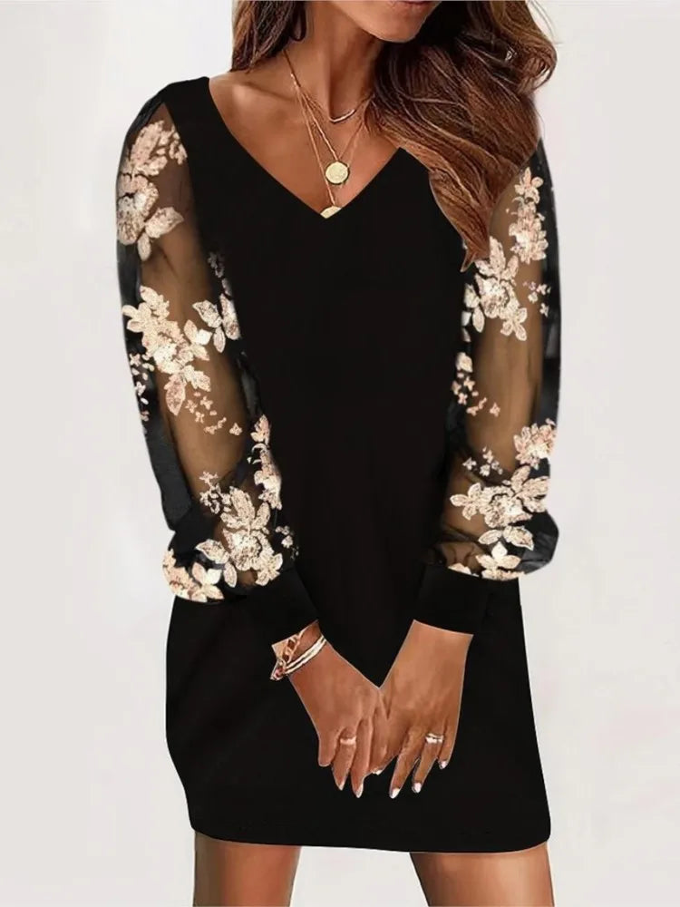 Women’s Dress V-Neck Casual Mini Solid Color