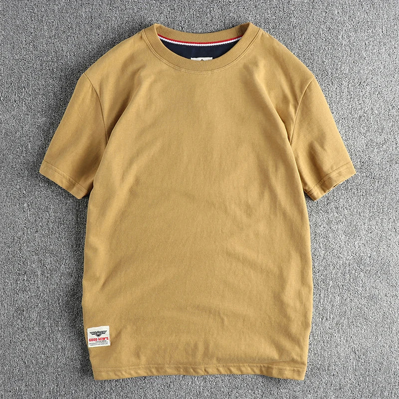 Men’s T-Shirt Short Sleeve Cotton Casual Solid Color