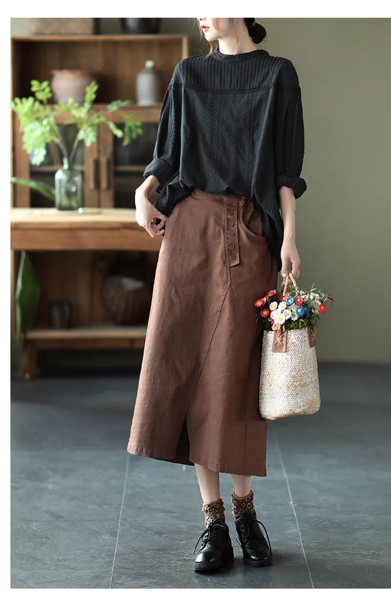 Women’s Top Blouse Long Sleeve Cotton Formal