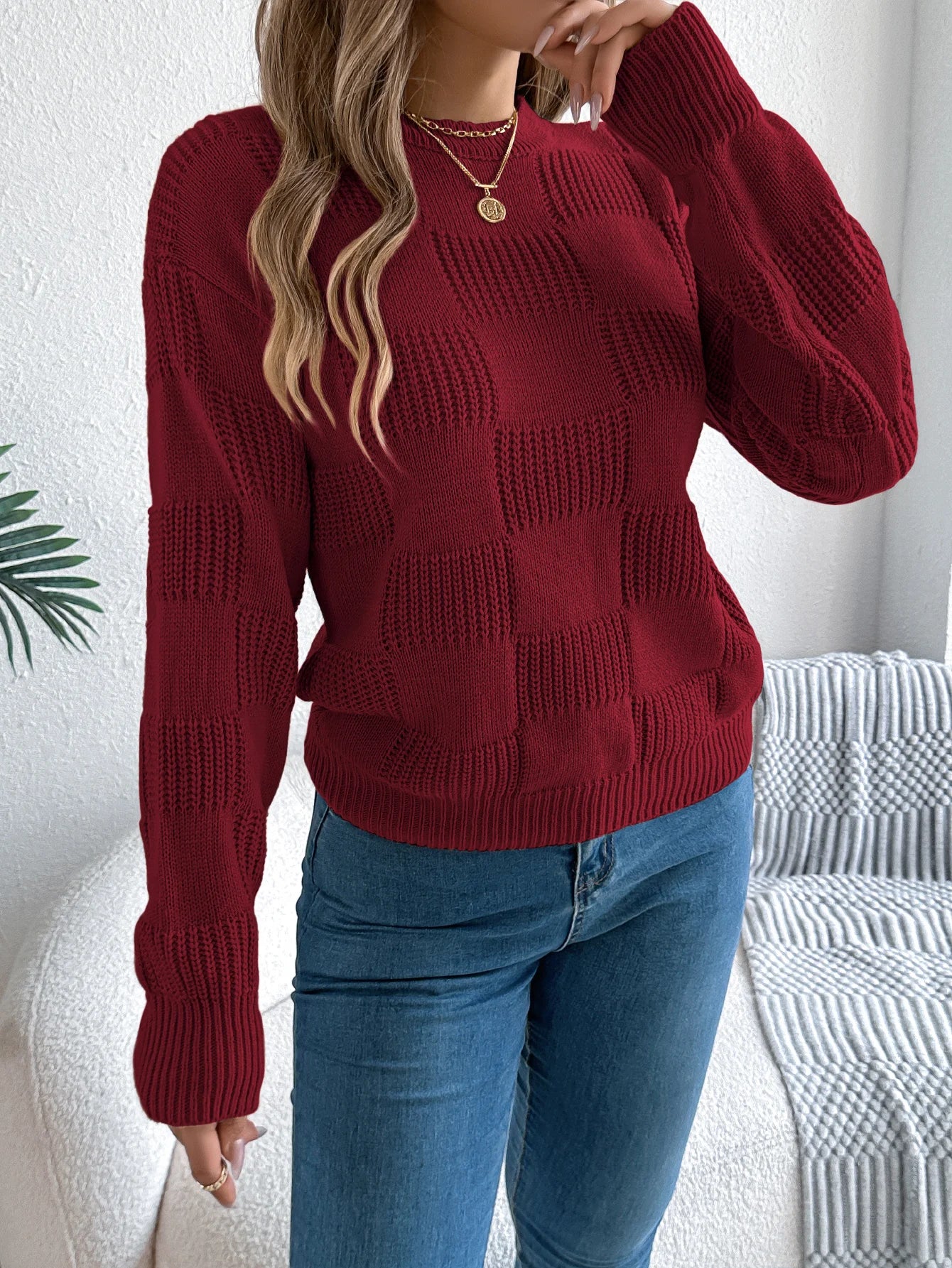 Women’s Top Long Sleeve Solid Color Stretchy Casual