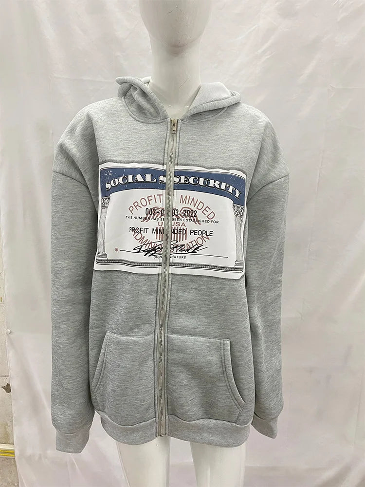 Men’s Hoodie Zip-Up Warm Casual Graphic