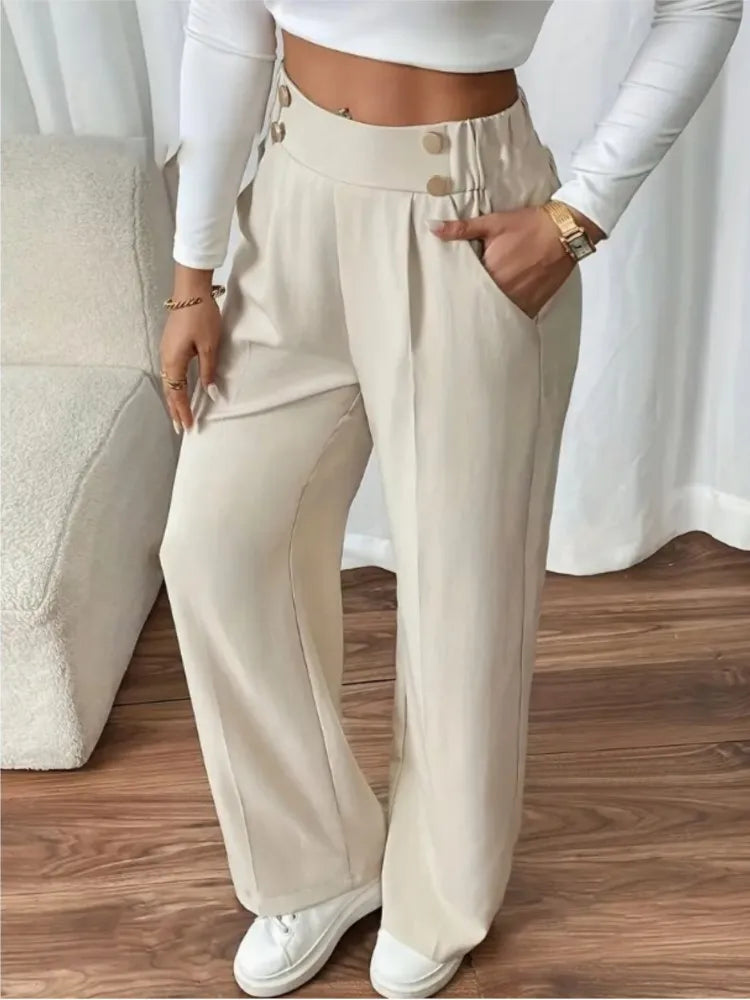 Women’s Trousers High Waist Straight Leg Relaxed Fit Casual