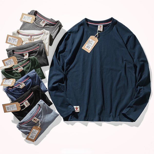 Men’s T-Shirt Long Sleeve Cotton Solid Color