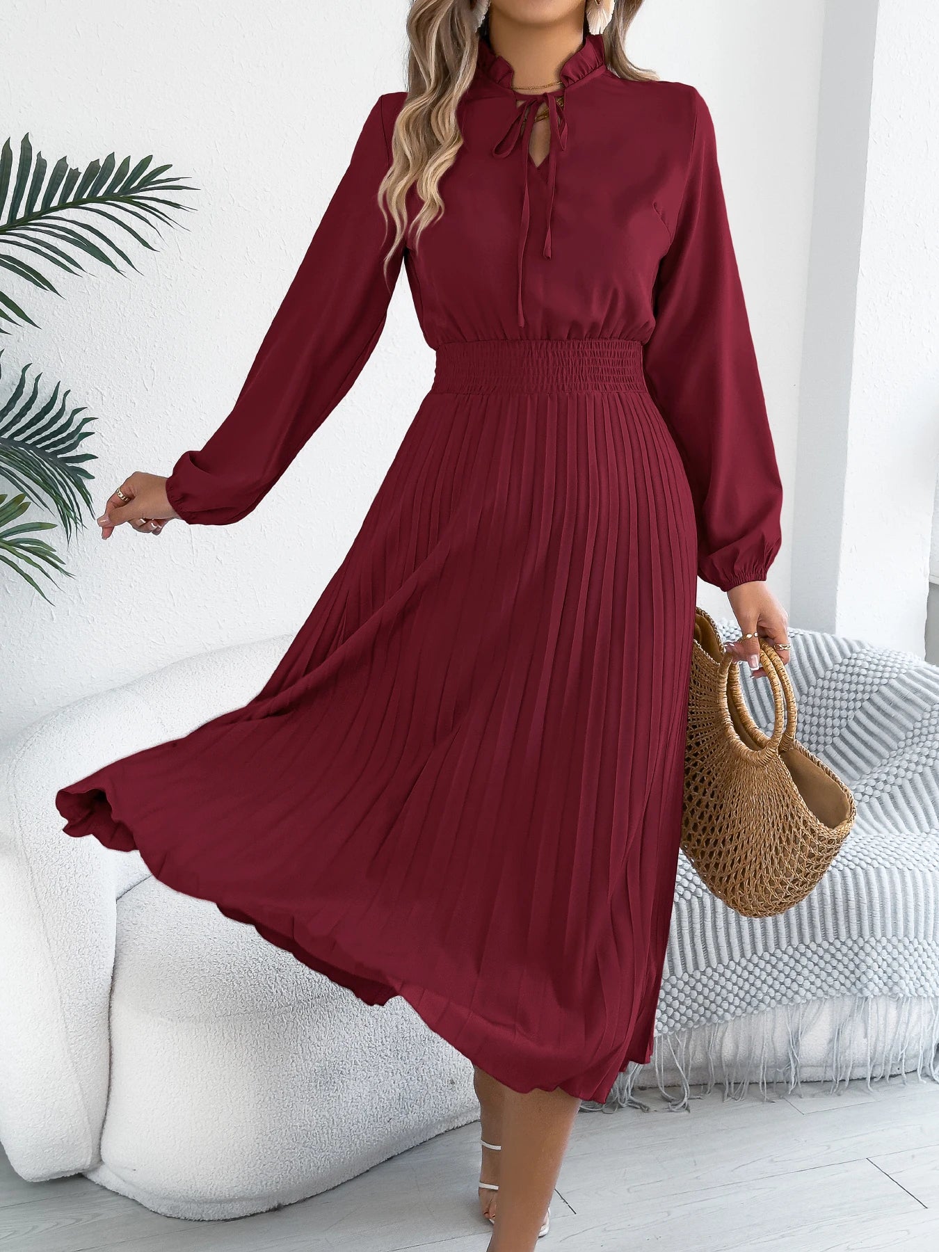Women’s Dress Maxi V-Neck Casual Solid Color