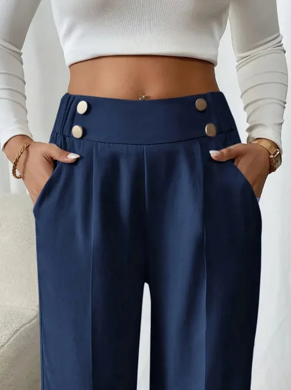 Women’s Trousers High Waist Straight Leg Relaxed Fit Casual