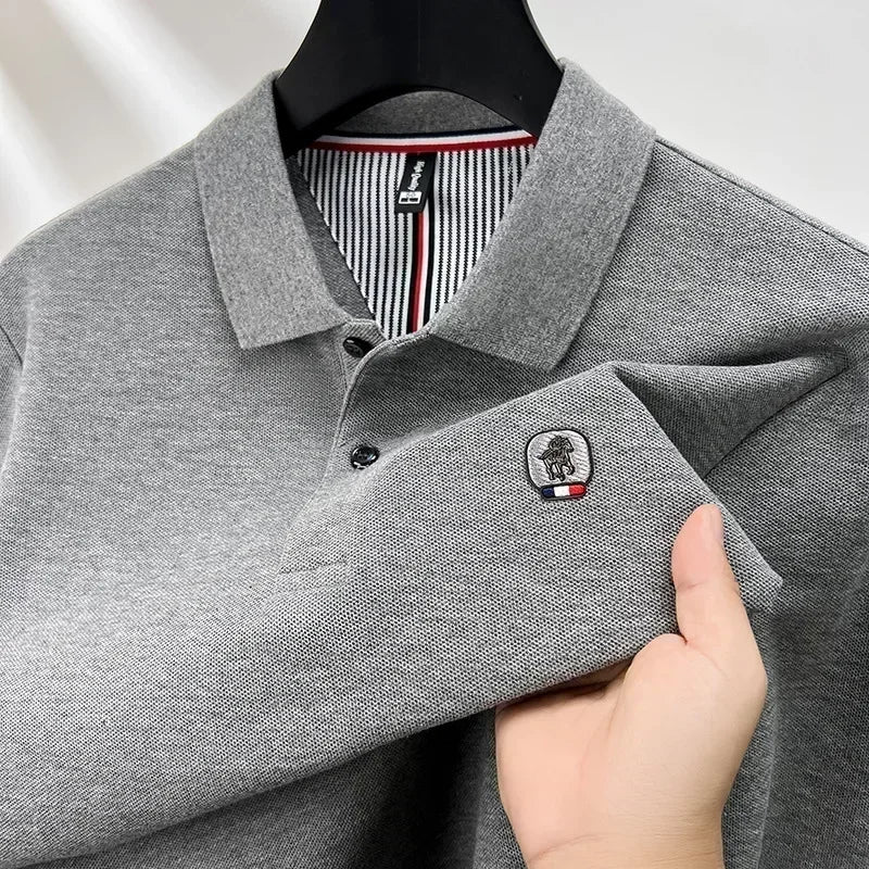 Men’s Polo Shirt Cotton Long Sleeve Business Casual Casual