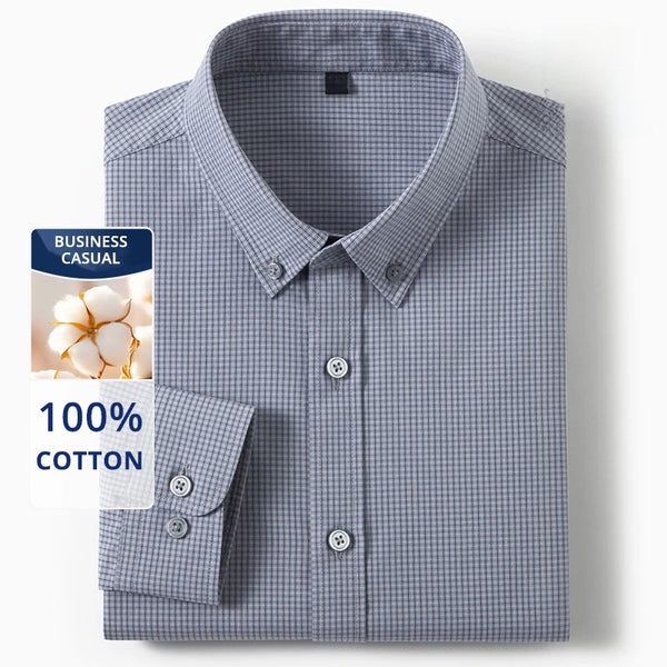 Men’s Shirt Long Sleeve Cotton Casual Slim Fit