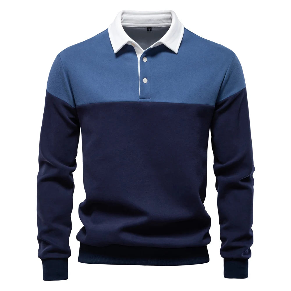 Men’s Polo Shirt Cotton Long Sleeve Business Casual Casual