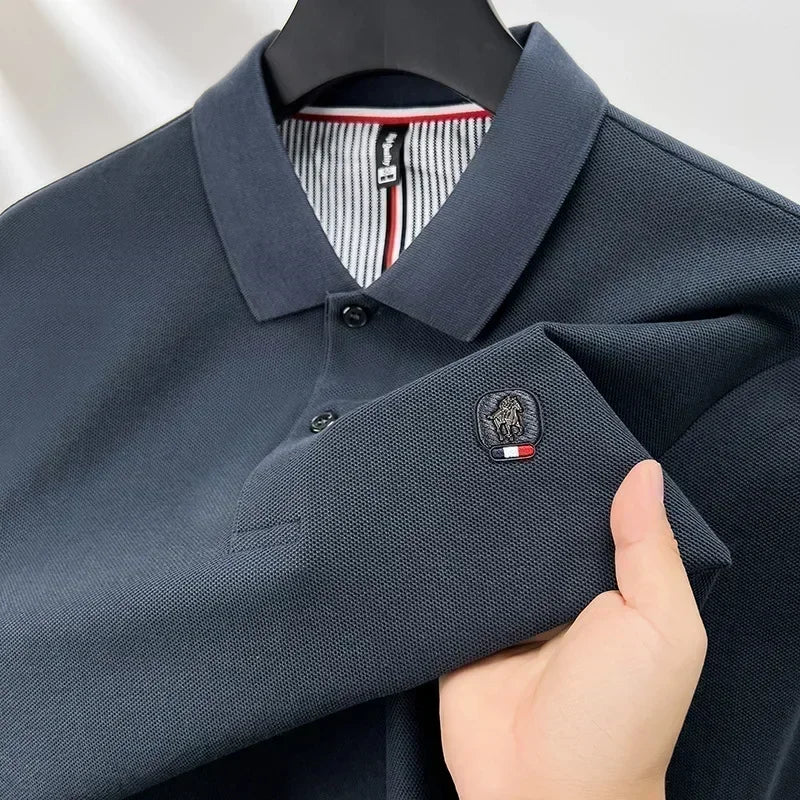 Men’s Polo Shirt Cotton Long Sleeve Business Casual Casual