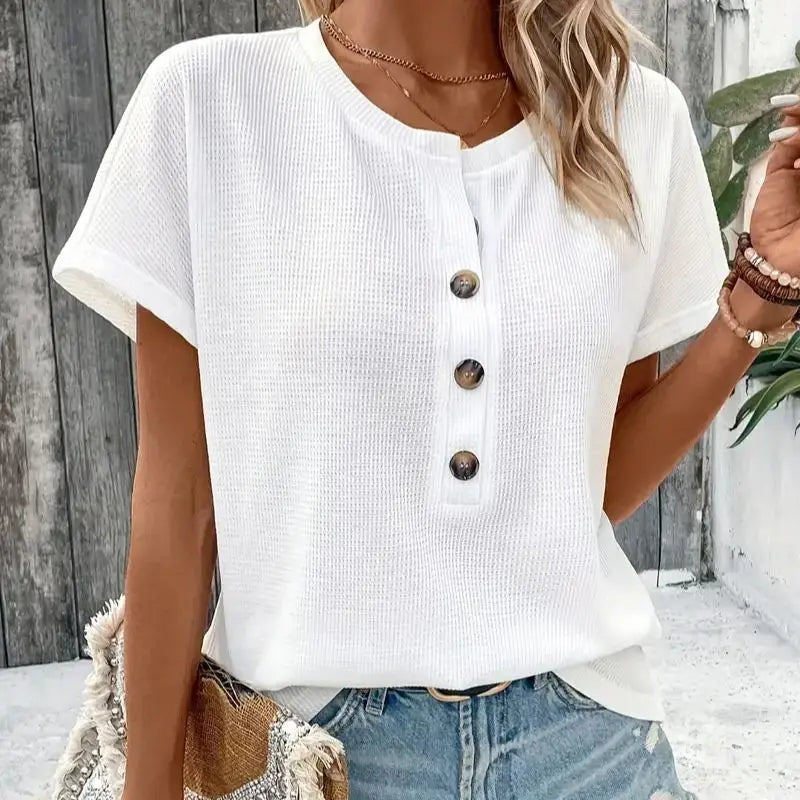 Women’s Top T-Shirt Short Sleeve Casual Solid Color