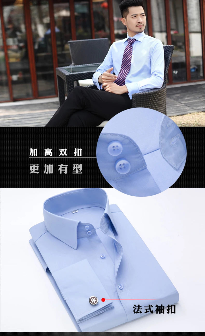 Men’s Shirt Long Sleeve Formal Slim Fit Solid Color