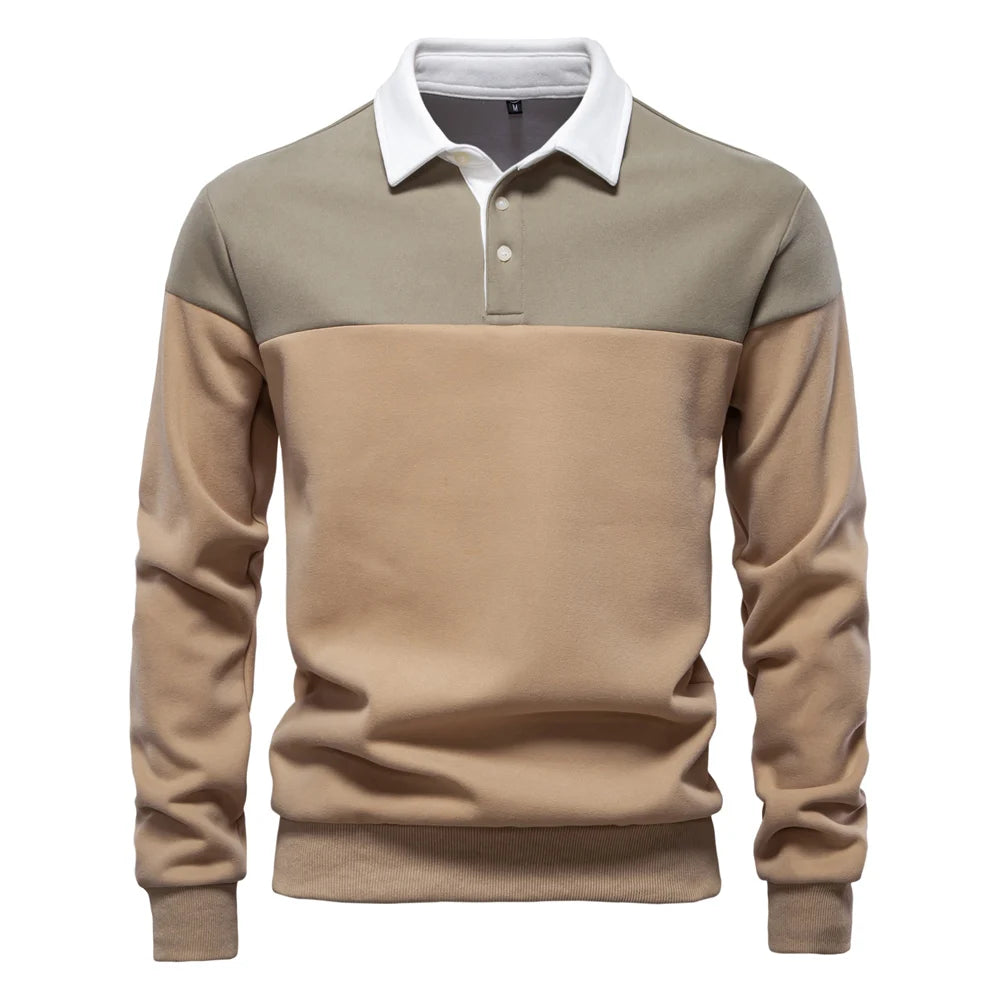 Men’s Polo Shirt Cotton Long Sleeve Business Casual Casual