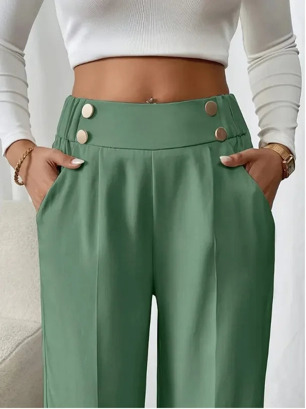 Women’s Trousers High Waist Straight Leg Relaxed Fit Casual