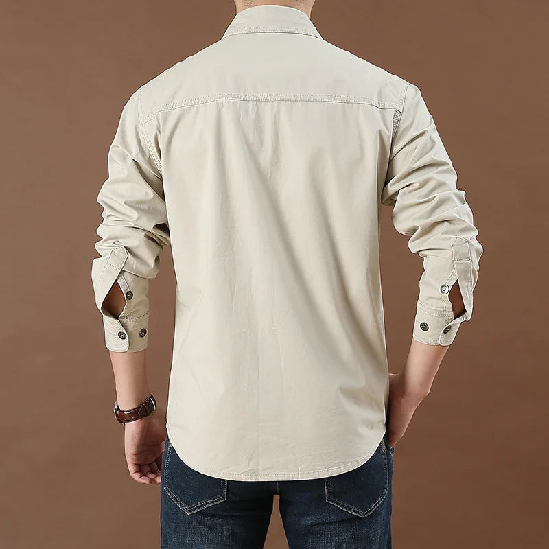 Men’s Shirt Long Sleeve Cotton Casual Solid Color