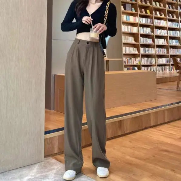 Women’s Trousers High Waist Wide Leg Straight Leg Casual
