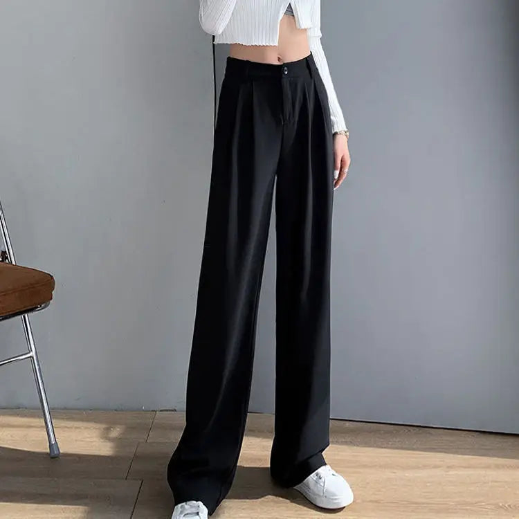 Women’s Trousers High Waist Wide Leg Straight Leg Casual