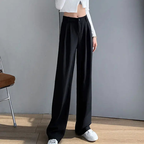 Women’s Trousers High Waist Wide Leg Straight Leg Casual