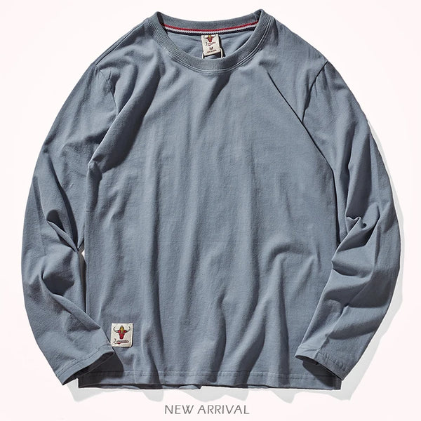 Men’s T-Shirt Long Sleeve Cotton Solid Color