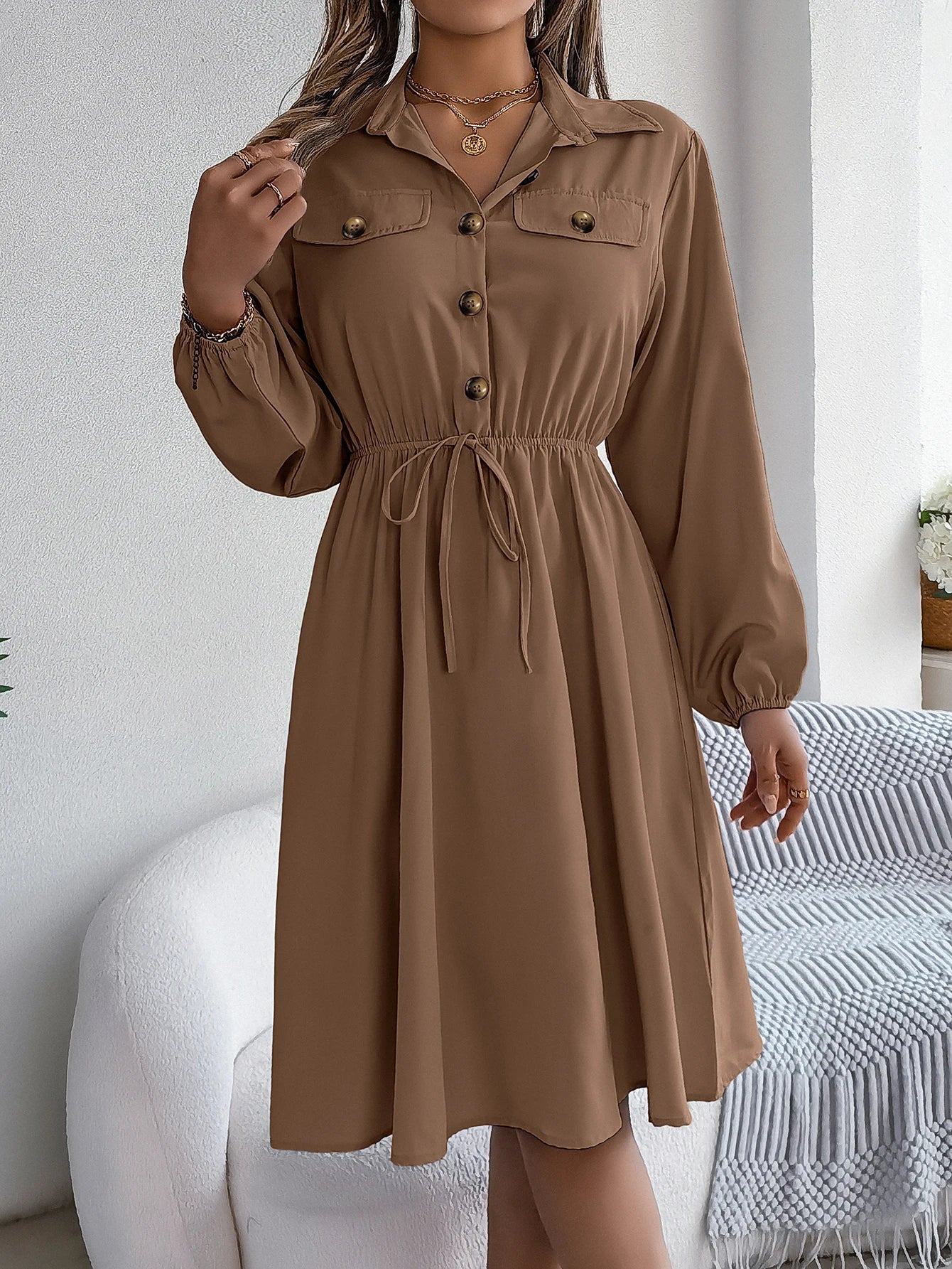 Women’s Dress Long Sleeve Casual Solid Color