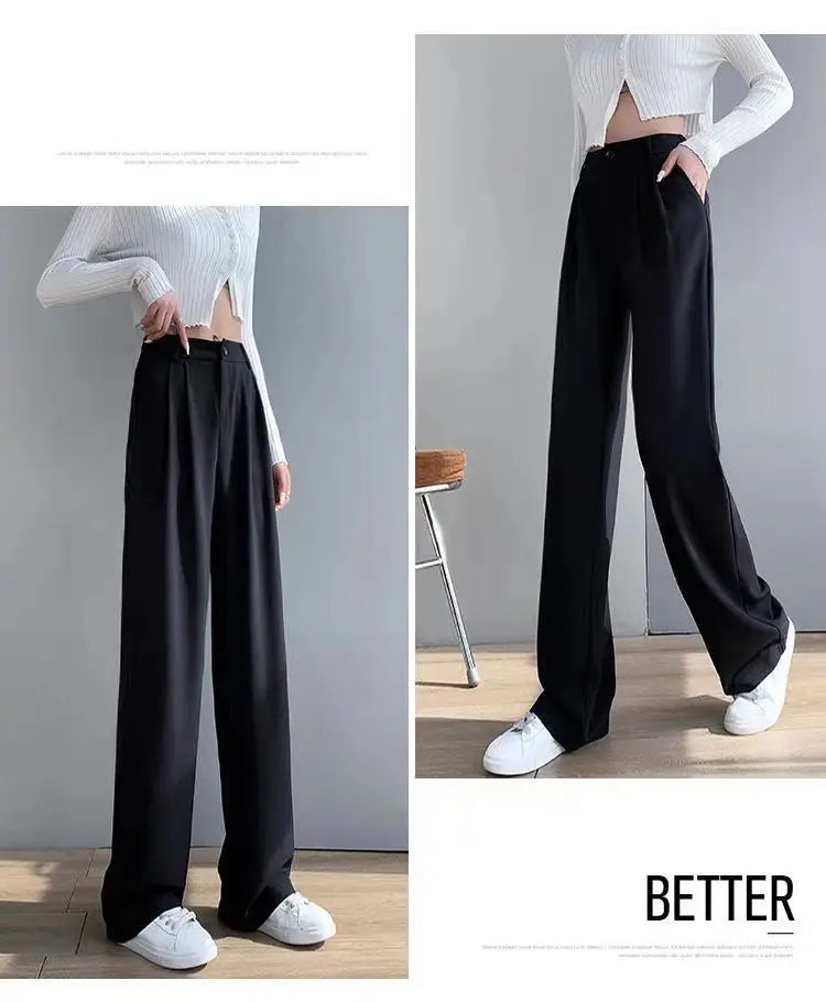 Women’s Trousers High Waist Wide Leg Straight Leg Casual