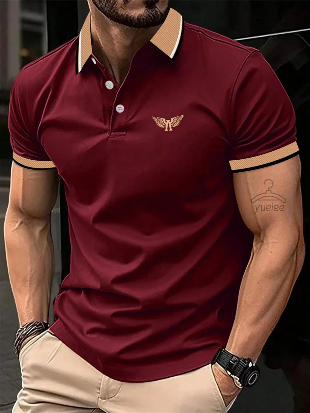 Men’s Polo Shirt Short Sleeve Casual Solid Color Comfort Fit Fashion