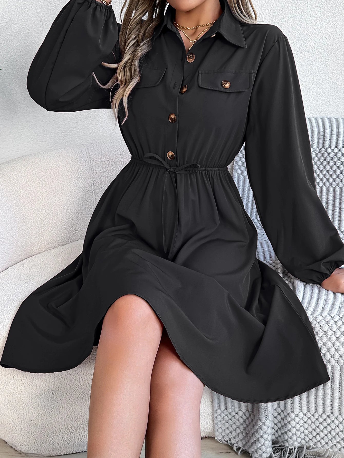 Women’s Dress Long Sleeve Casual Solid Color