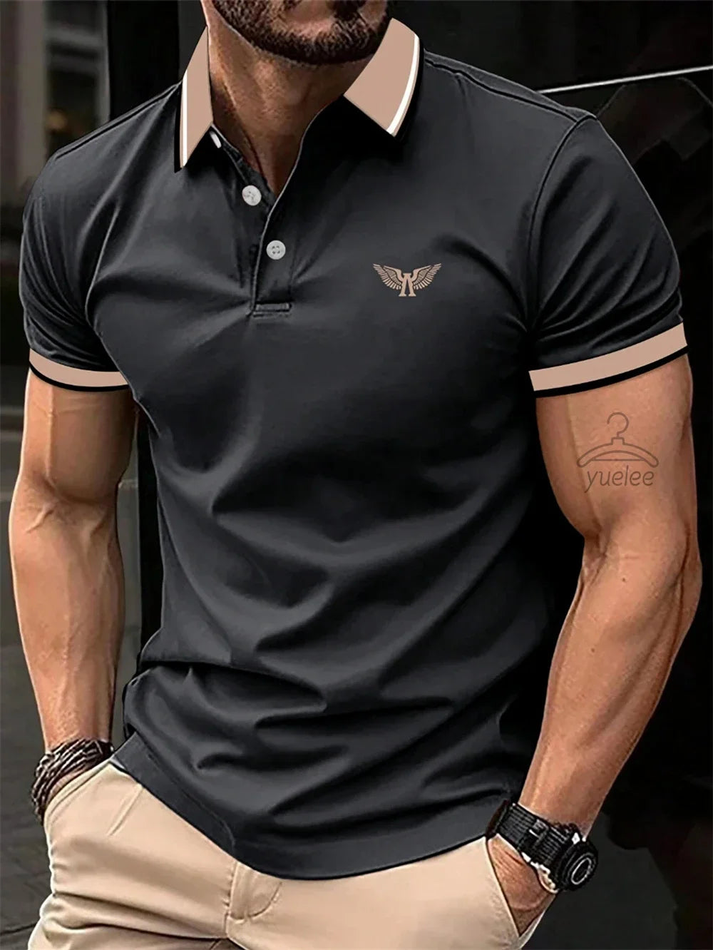Men’s Polo Shirt Short Sleeve Casual Solid Color Comfort Fit Fashion